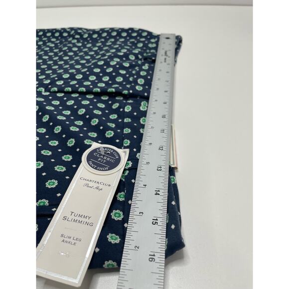 New Charter Club Tummy Slimming Leg Ankle Pants Blue Polka Dot AOP 10 Office - Picture 7 of 11